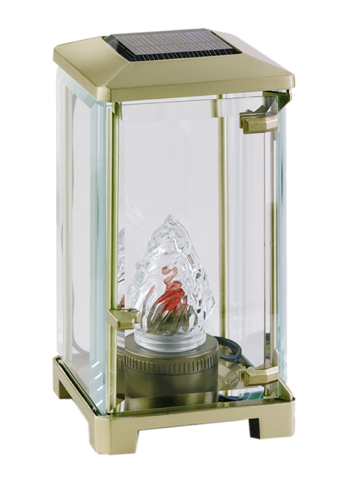 Lanterne funéraire avec lampe en verre avec croix LED LG 400